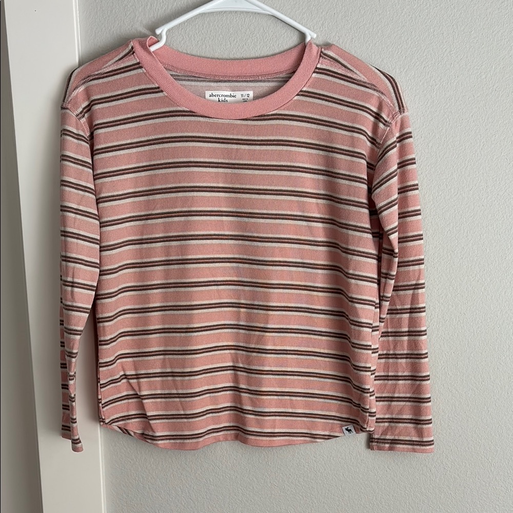 Abercrombie Kids Pink Striped Long Sleeve Shirt 11/12
